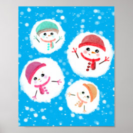 Snowball en Snowman Blue Poster