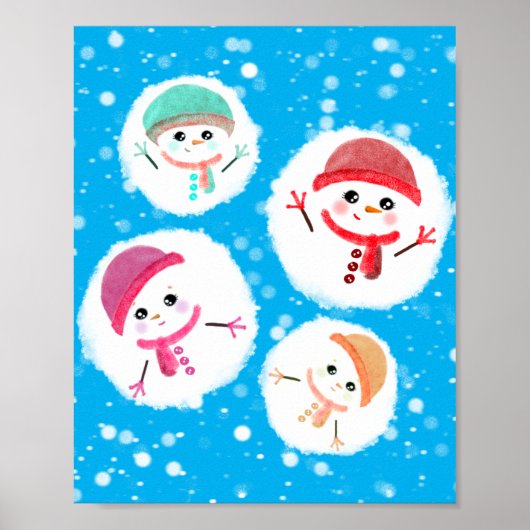 Snowball en Snowman Blue Poster (Voorkant)