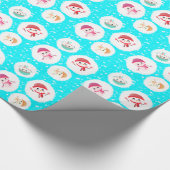 Snowball en Snowman Light Blue Cadeaupapier (Hoek)