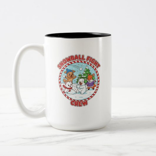 Snowball Fight Crew 15 oz Two-Tone Coffee Mug (Gauche)