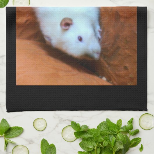 Snowball Rat Blanc serviette de cuisine (Plié)