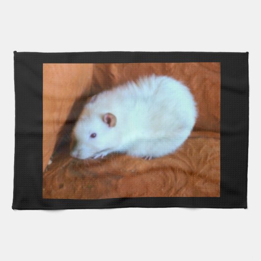 Snowball Rat Blanc serviette de cuisine (Horizontal)