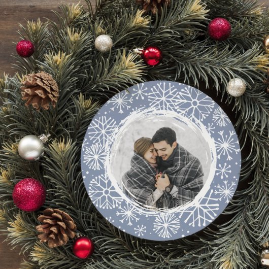 Snowball Round Carte photo de vacances | Ciel