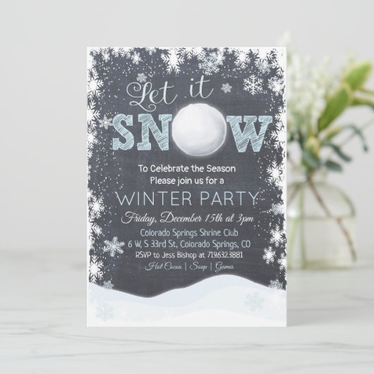 Snowball Snowflakes Invitation à la fête d'hiver (Debout devant)