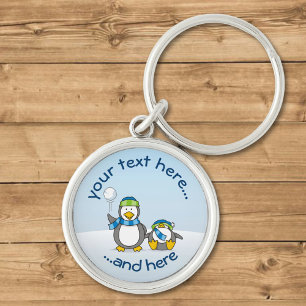 Snowballing pinguïns sleutelhanger