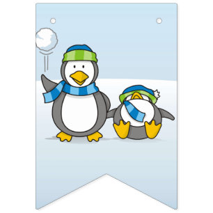 Snowballing pinguïns vlaggetjes