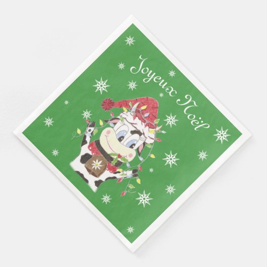 Snowbell de koe en de Kerstdagen lichten papieren Servetten (Hoek)
