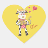 Snowbell la vache, en amour, autocollants coeur ja (Devant)
