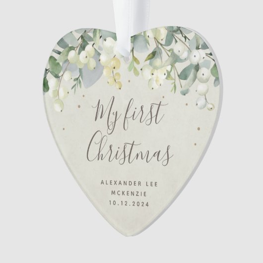 Snowberry Baby's eerste kerstfoto-hart Ornament (voorkant)