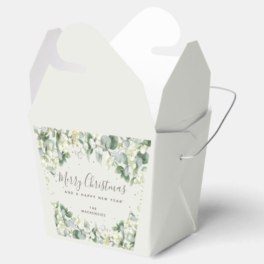 Snowberry + Eucalyptus Kerstfeestdag feestforel Bedankdoosjes (Geopend)