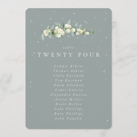 Snowberry+Eucalyptus Numéro de table Carte de sièg (Devant)