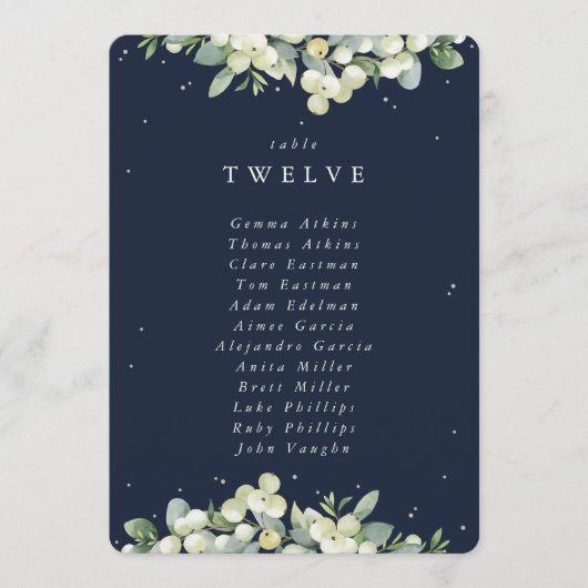 Snowberry+Eucalyptus Numéro de table Carte de sièg (Devant)