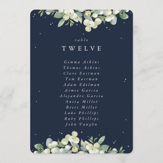 Snowberry+Eucalyptus Numéro de table Carte de sièg (Dos)