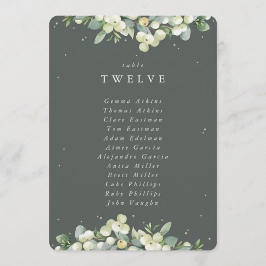 Snowberry+Eucalyptus Numéro de table Carte de sièg (Dos)
