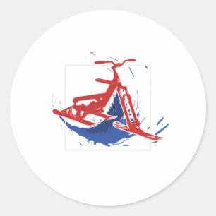 Snowbike Splatter Paint Snow Bike Sports Gift Ronde Sticker