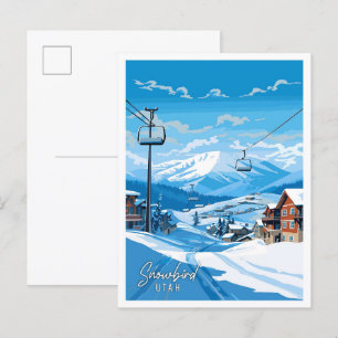 Snowbird Utah USA vintage reisillustratie Briefkaart
