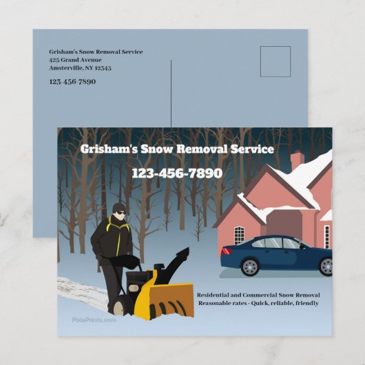 Snowblower Snow Removal Service Post Card Briefkaart (Voorkant / Achterkant)