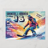 Snowboard 16e anniversaire Invitation (Devant / Derrière)