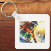 Snowboard Adventure at Sunset, Sleutelhanger (Voorkant)