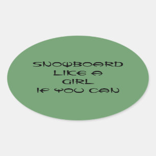 snowboard als een meisjessticker ovale sticker