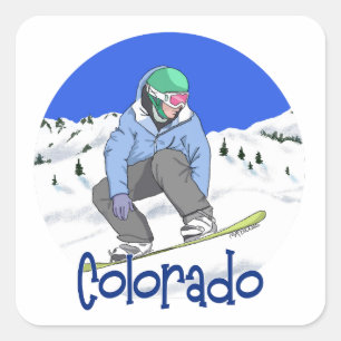 Snowboard Colorado Vierkante Sticker