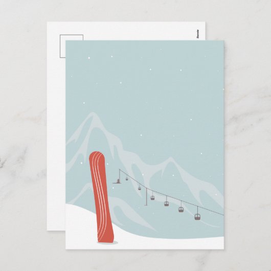 Snowboard en skilift in Winter Wonderland Feestdagenkaart (Voorkant / Achterkant)