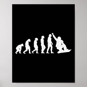 Snowboard evolutie van Man Boarder Monkey Ape naar Poster
