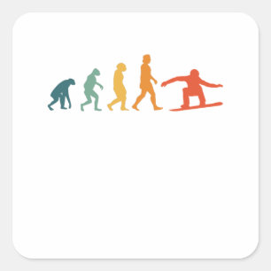 Snowboard Evolution Retro Snowboarder Winter Vierkante Sticker