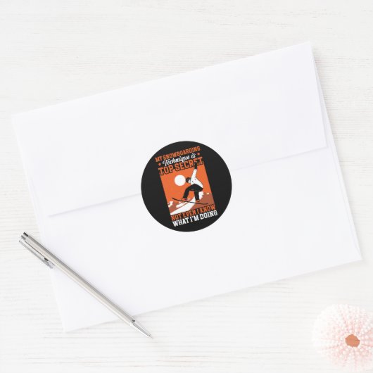 Snowboard Funny Mijn Snowboarden Techniek Ronde Sticker (Envelop)