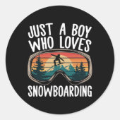 Snowboard Goggles Mountain Snowboarding Boys Manne Ronde Sticker (Voorkant)