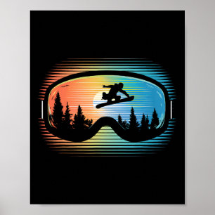 Snowboard Goggles Mountain Snowboarding Re Poster