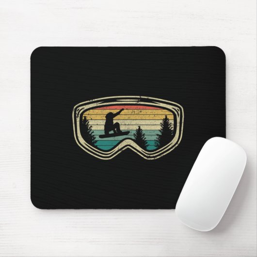 Snowboard Googles Big Air Silhouette Retro Trees Muismat (Met muis)