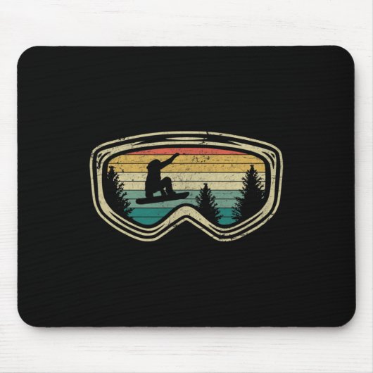 Snowboard Googles Big Air Silhouette Retro Trees Muismat (Voorkant)