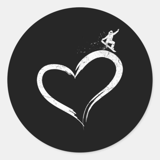 Snowboard Hart Ronde Sticker (Voorkant)