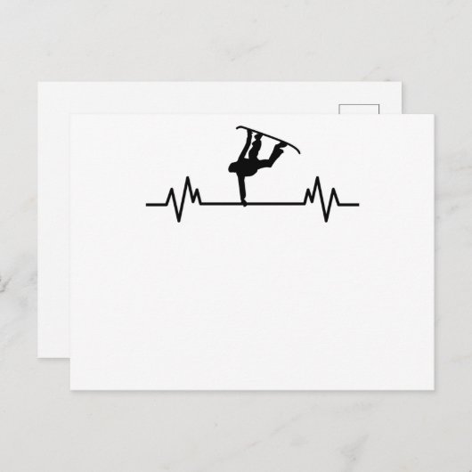 Snowboard Heartbeat Funny Sport Snowboarding Gift Briefkaart (Voorkant / Achterkant)