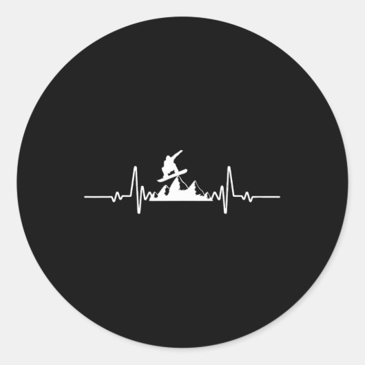 Snowboard Heartbeat Snowboarder Frequency Pulse SP Ronde Sticker (Voorkant)