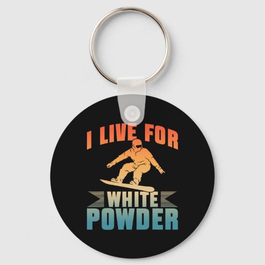 Snowboard I Live voor White Powder Snowboarder Sno Sleutelhanger (Voorkant)