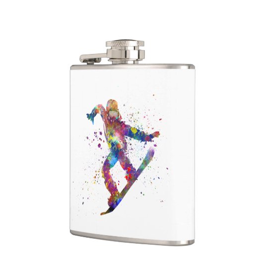 Snowboard in watercolor heupfles (Links)