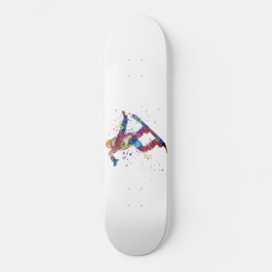 Snowboard in waterverf skateboard