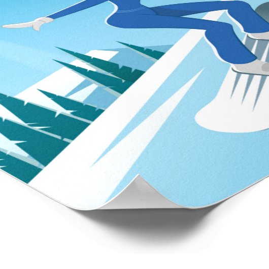 Snowboard Jeune femme Sun Trees Blue Hills Poster (Coin)