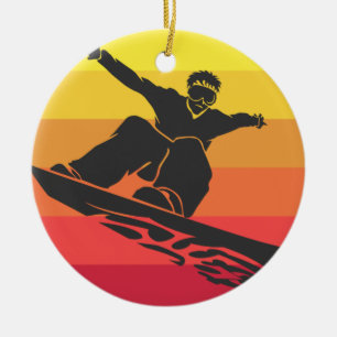 Snowboard Jump Retro Keramisch Ornament