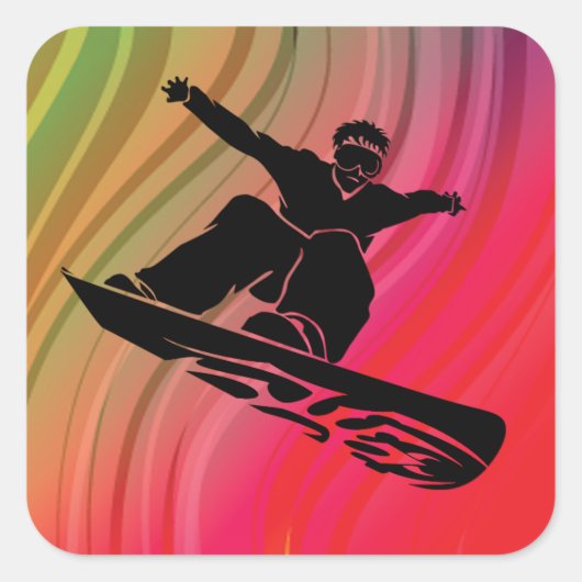 Snowboard Jump Vierkante Sticker (Voorkant)