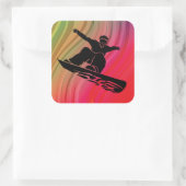 Snowboard Jump Vierkante Sticker (Tas)