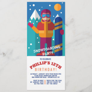 Snowboard Kind Invitation Kaart