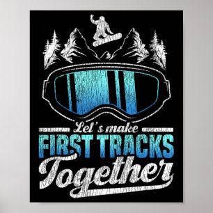 Snowboard laten we eerste tracks maken poster
