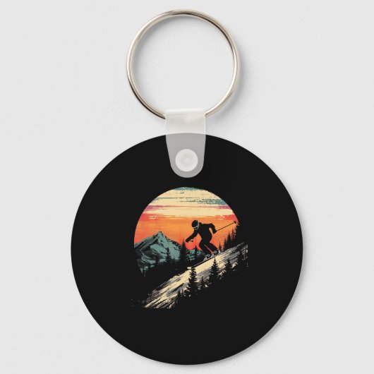 Snowboard Mountain Snowboarding Retro Sleutelhanger (Voorkant)