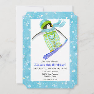 Snowboard Penguin Birthday Party Snowboarding Snow Kaart