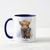 Snowboard personnalisé Highland Cow Blue Mug (Gauche)