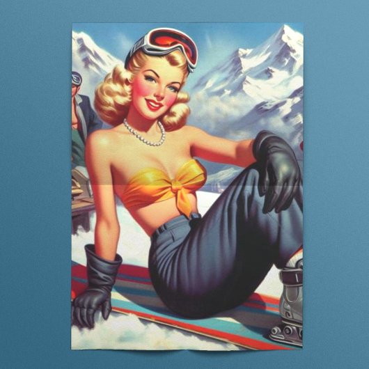  snowboard pin-up tissuepapier