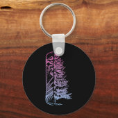 Snowboard Pine Tree Snowboarder Mount Sleutelhanger (Voorkant)